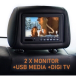 Headrest monitors + USB media player
